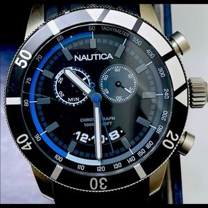 Nautica Sporty Resin Chronograph Black-
Gray Dial N17583G Wrist Watch. (46mm).